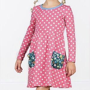 Matilda Jane Make Believe Collecting Leaves Lap Dress Pink Polka Dot Girls 2